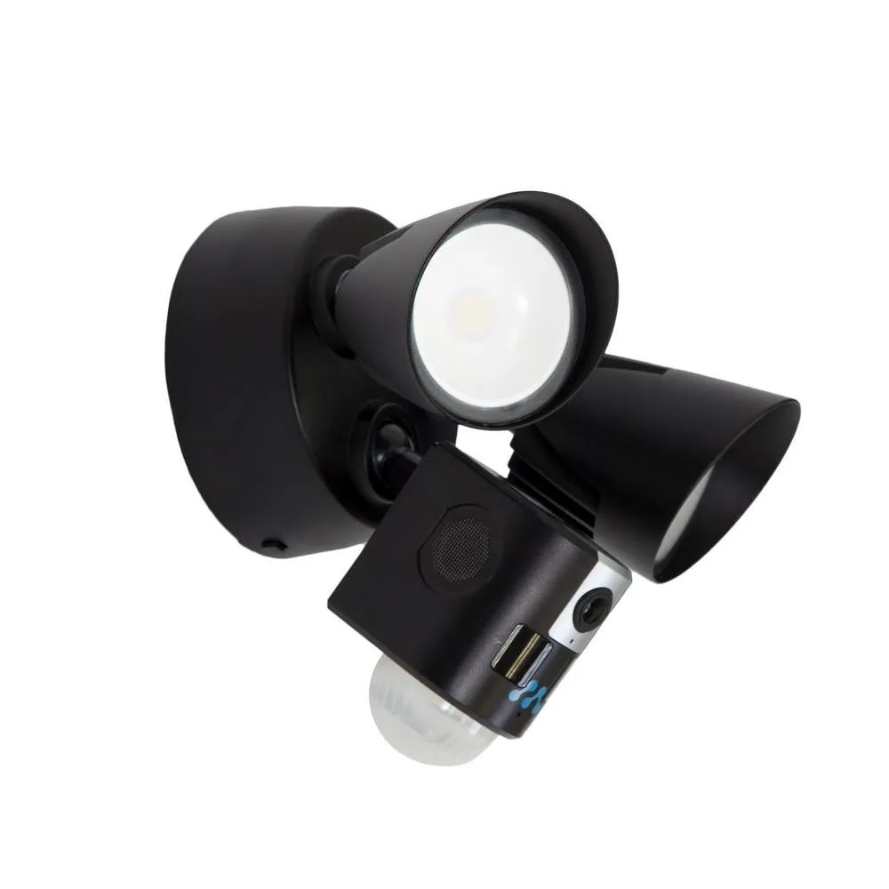 Aria LED Floodlight with Built-in Wi-Fi Surveillance Camera in Black