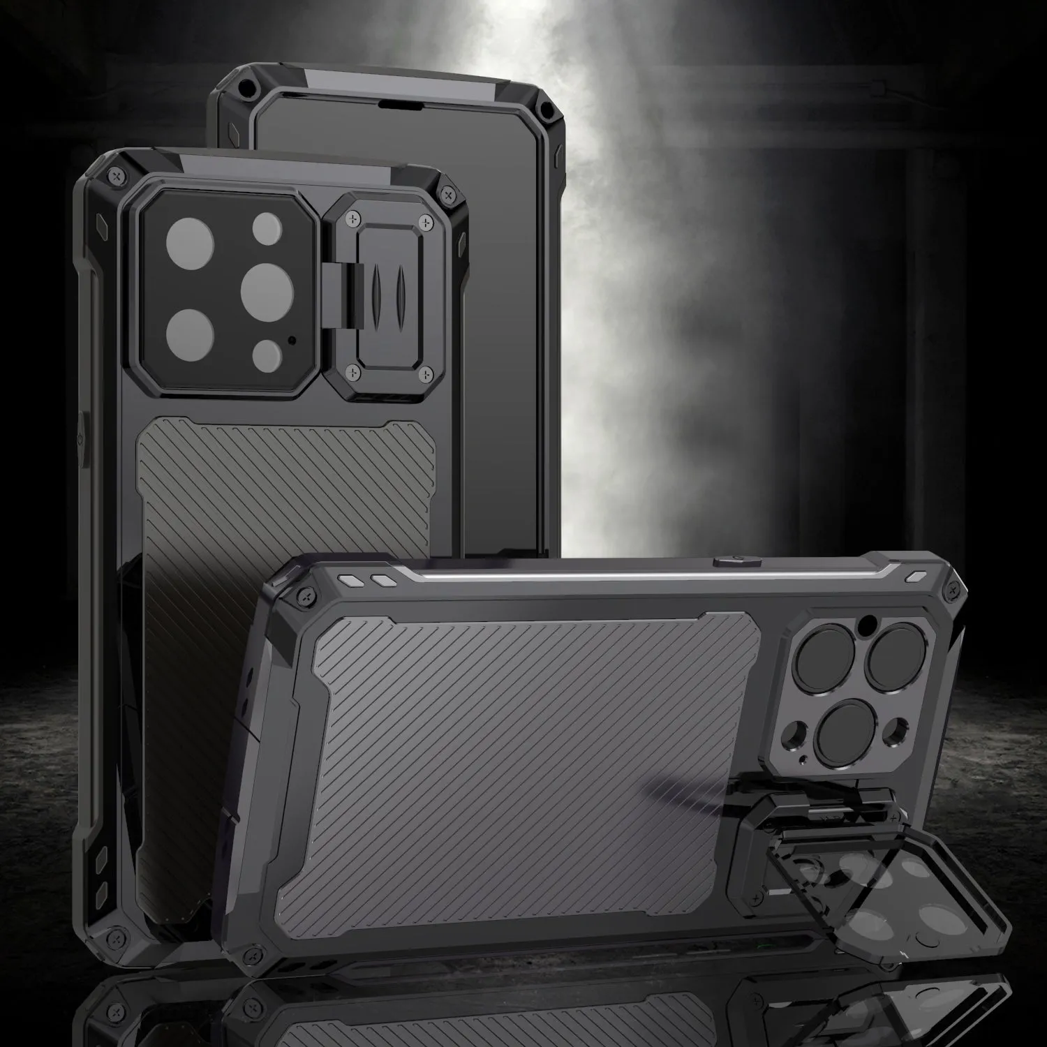 Armor King Silver Shield MagSafe Lens Protector Kickstand Military Heavy Duty Metal Case