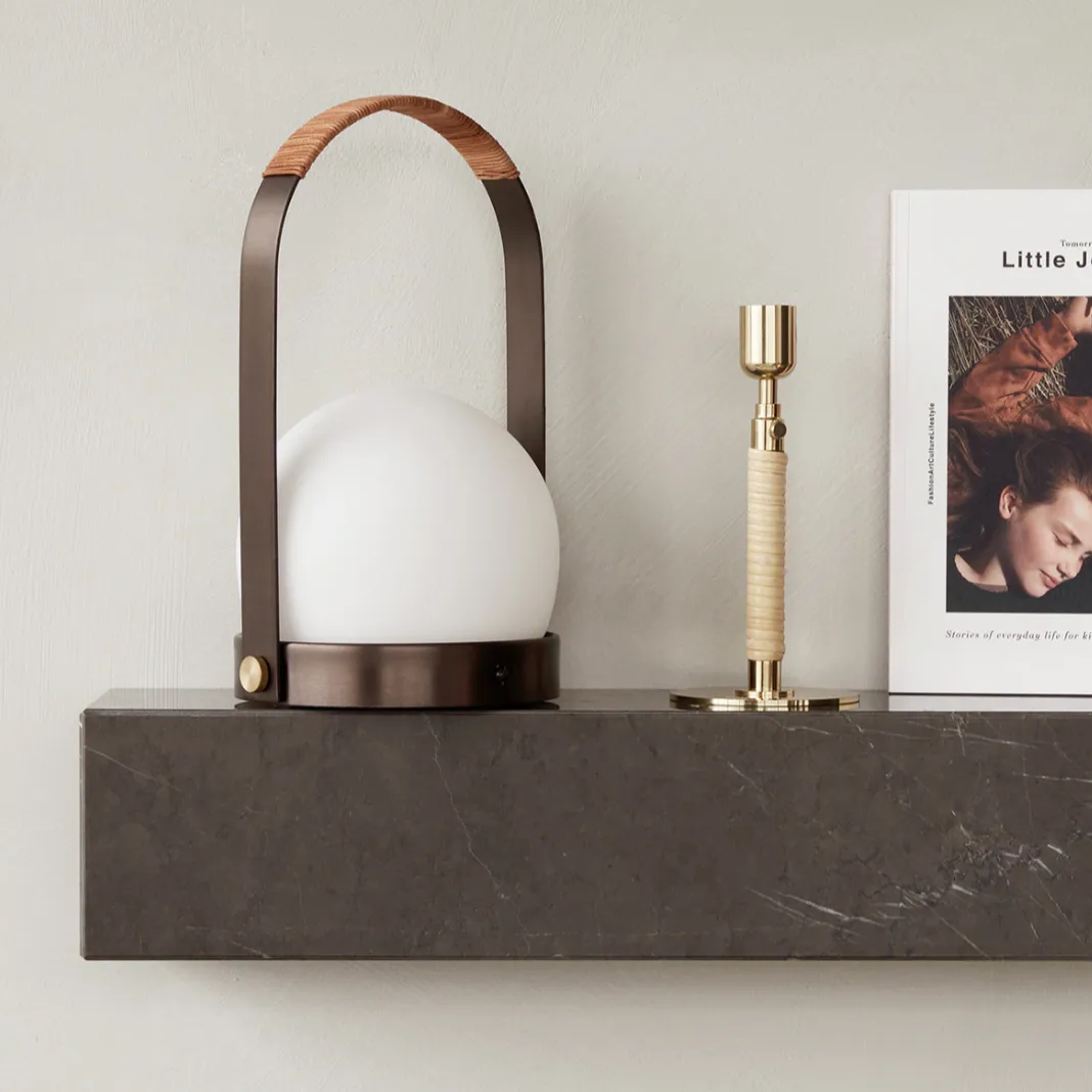 Carrie LED Lamp - Bronzed Brass & Leather