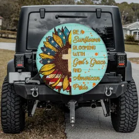 Cartoon Sunflower Artwork Tire Cover - Be A Sunflower Tire Cover - Christian Tire Cover
