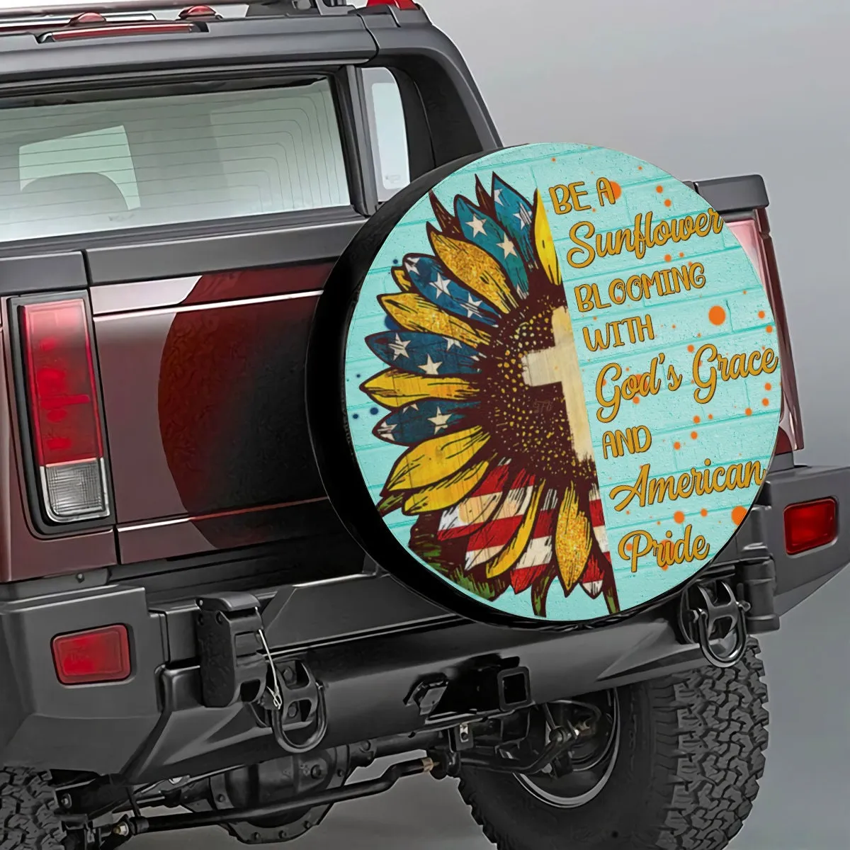 Cartoon Sunflower Artwork Tire Cover - Be A Sunflower Tire Cover - Christian Tire Cover