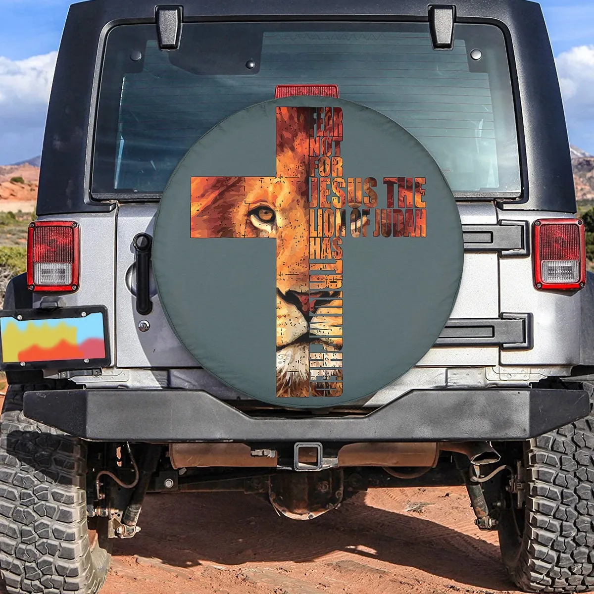 Christian Religious Jesus The Lion Of Judah Cross Spare Tire Cover Lion Lovers Gift