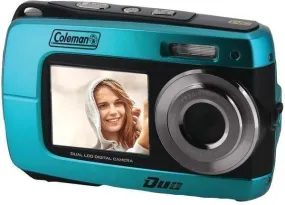 COLEMAN 2V8WP-BL 18.0-Megapixel Duo 2V8WP Dual-Screen Waterproof HD Digital Camera (Blue)
