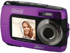 COLEMAN 2V8WP-P 18.0-Megapixel Duo 2V8WP Dual-Screen Waterproof HD Digital Camera (Purple)