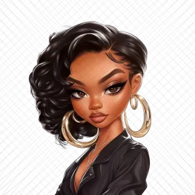 Confident African-American Woman in Leather Jacket