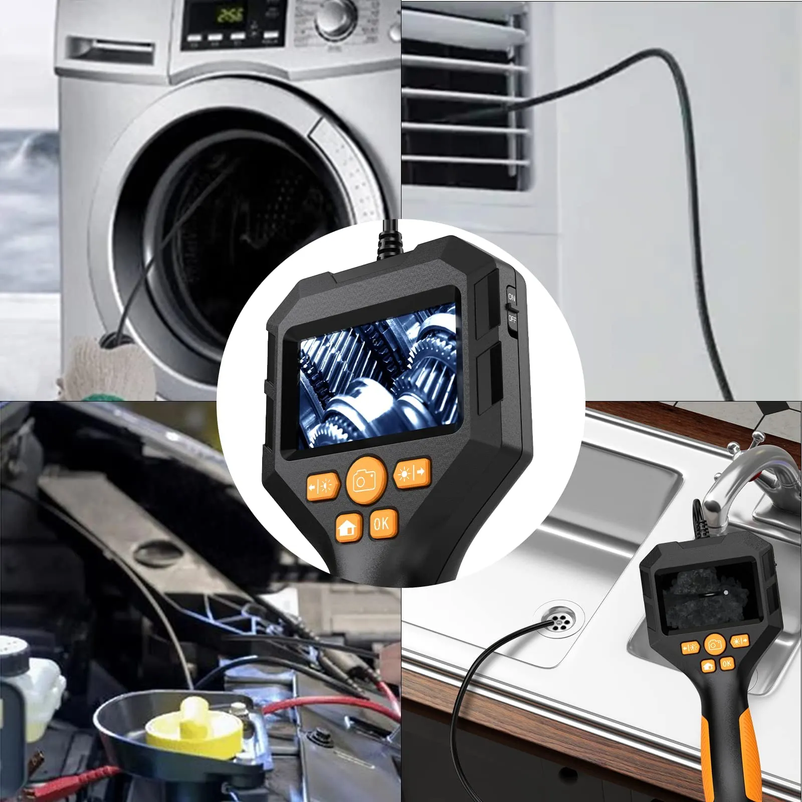 Daxiongmao 2.8" HD IPS Screen Borescope, IP67 Waterproof 16.5ft Endoscope Camera with Light, 1080 HD Inspection Camera, Snake Camera, Gadgets for Men