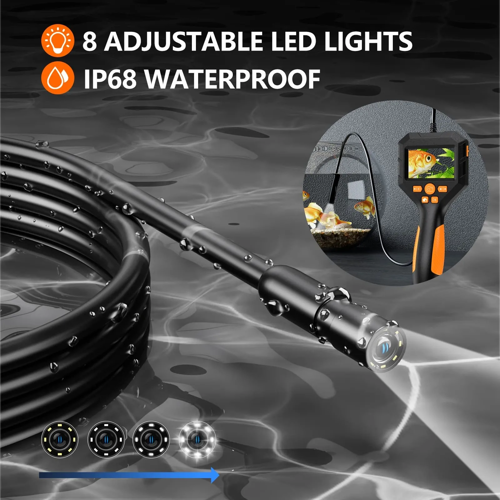 Daxiongmao 2.8" HD IPS Screen Borescope, IP67 Waterproof 16.5ft Endoscope Camera with Light, 1080 HD Inspection Camera, Snake Camera, Gadgets for Men