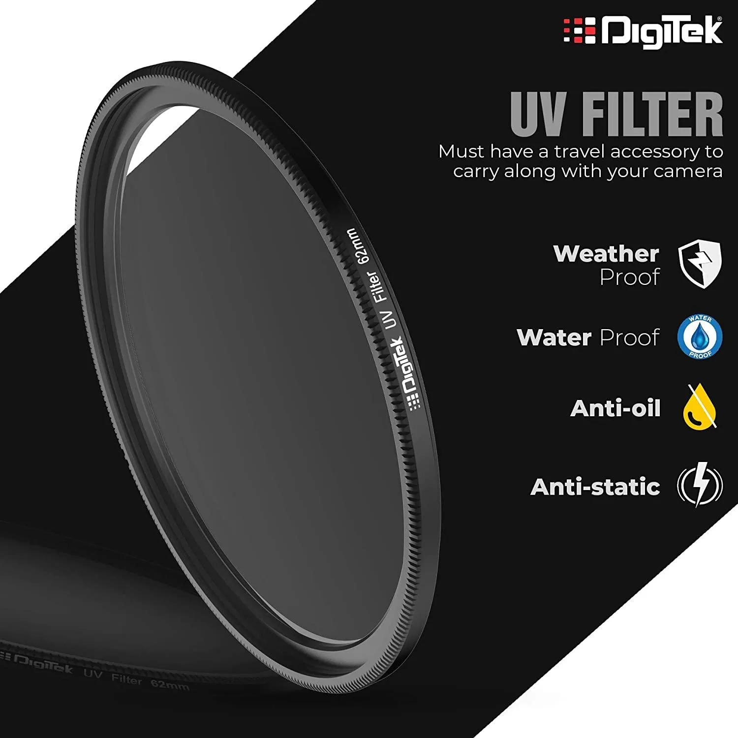 Digitek UV-Protection Lens Filter (Filter with Slim Frame for DSLR Camera Lens Protection from UV Rays, Dust & Scratches)