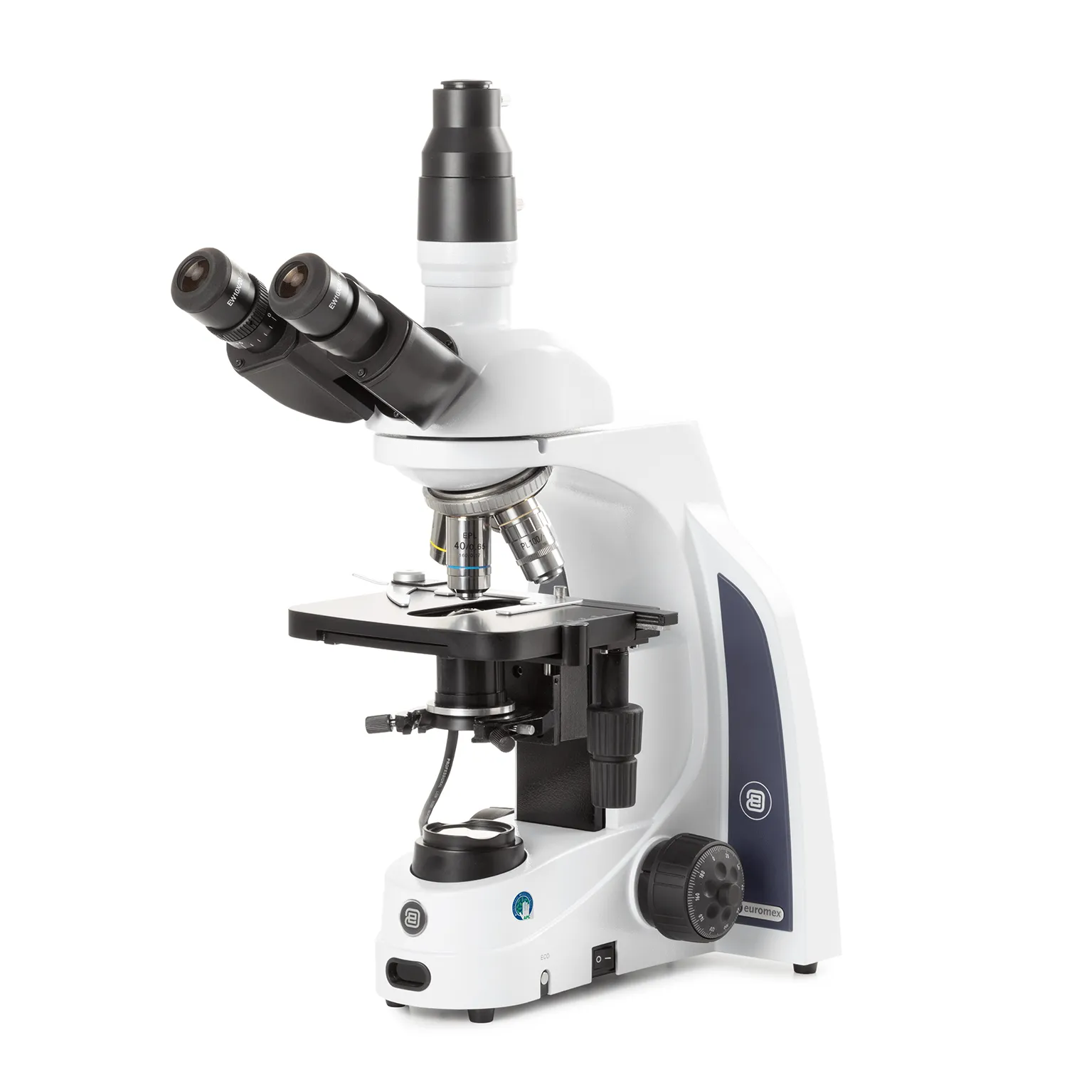 Euromex iScope Darkfield Trinocular Compound Microscope w/EWF 10X/20mm Eyepieces, E-PLAN EPL 4X, 10X, S40X, S100X Objectives