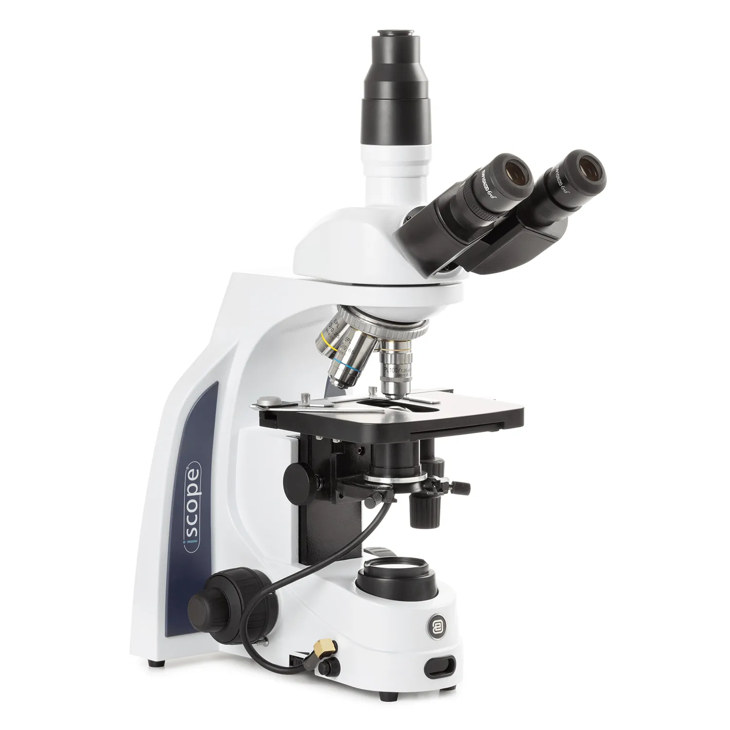 Euromex iScope Darkfield Trinocular Compound Microscope w/EWF 10X/20mm Eyepieces, E-PLAN EPL 4X, 10X, S40X, S100X Objectives