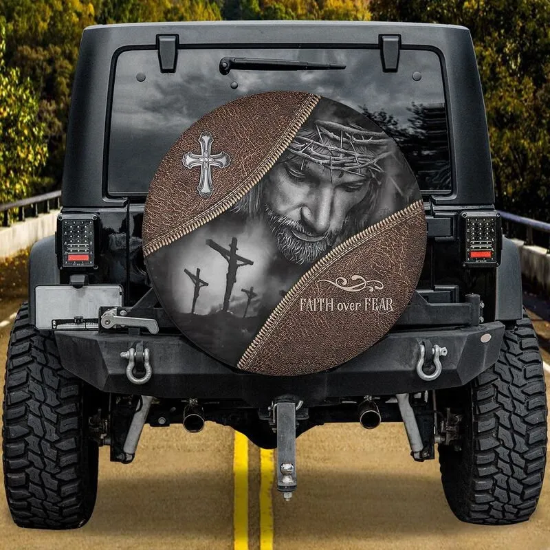 Faith Over Fear Cover, Christian Jesus Cover Spare Tire Cover