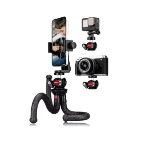 Flexible Tripod for Smartphone with 360°Rotary Tilt Ballhead & XL Vertical and Horizontal Phone Mount