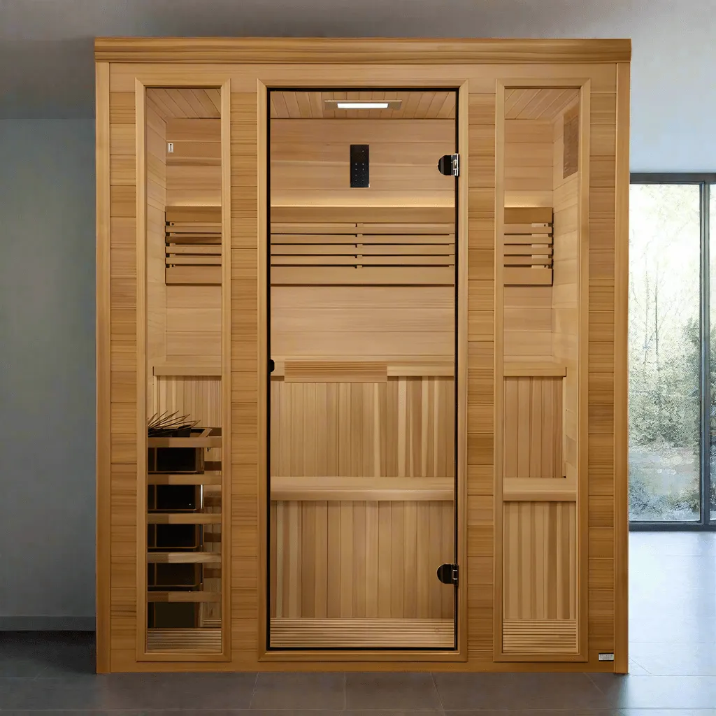 Golden Designs Engelberg 6-Person Indoor Sauna & Harvia Traditional Electric Heater Kit | GDI-7030-01