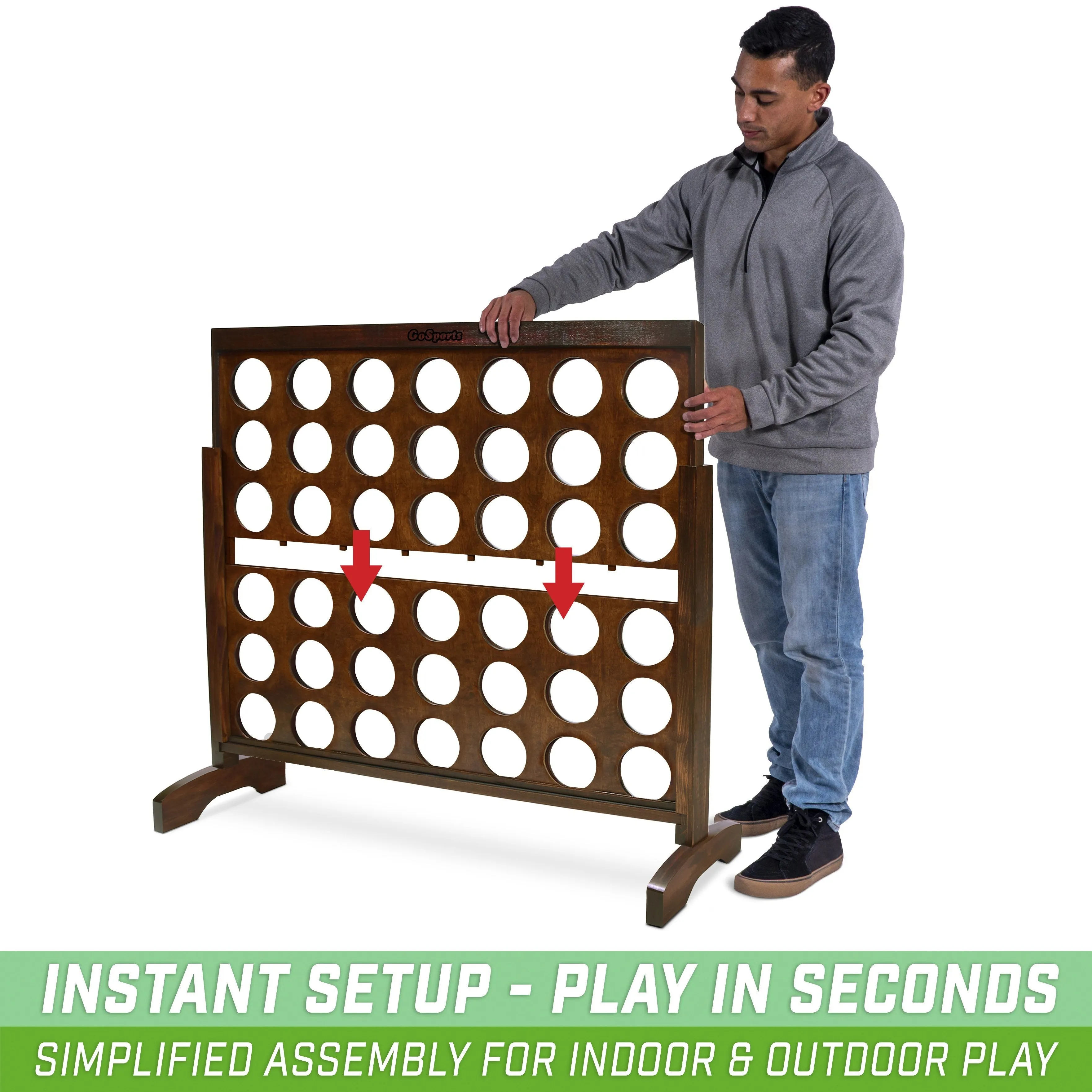GoSports 4 ft Wide Portable 4-in-a-Row Game - Dark Wood