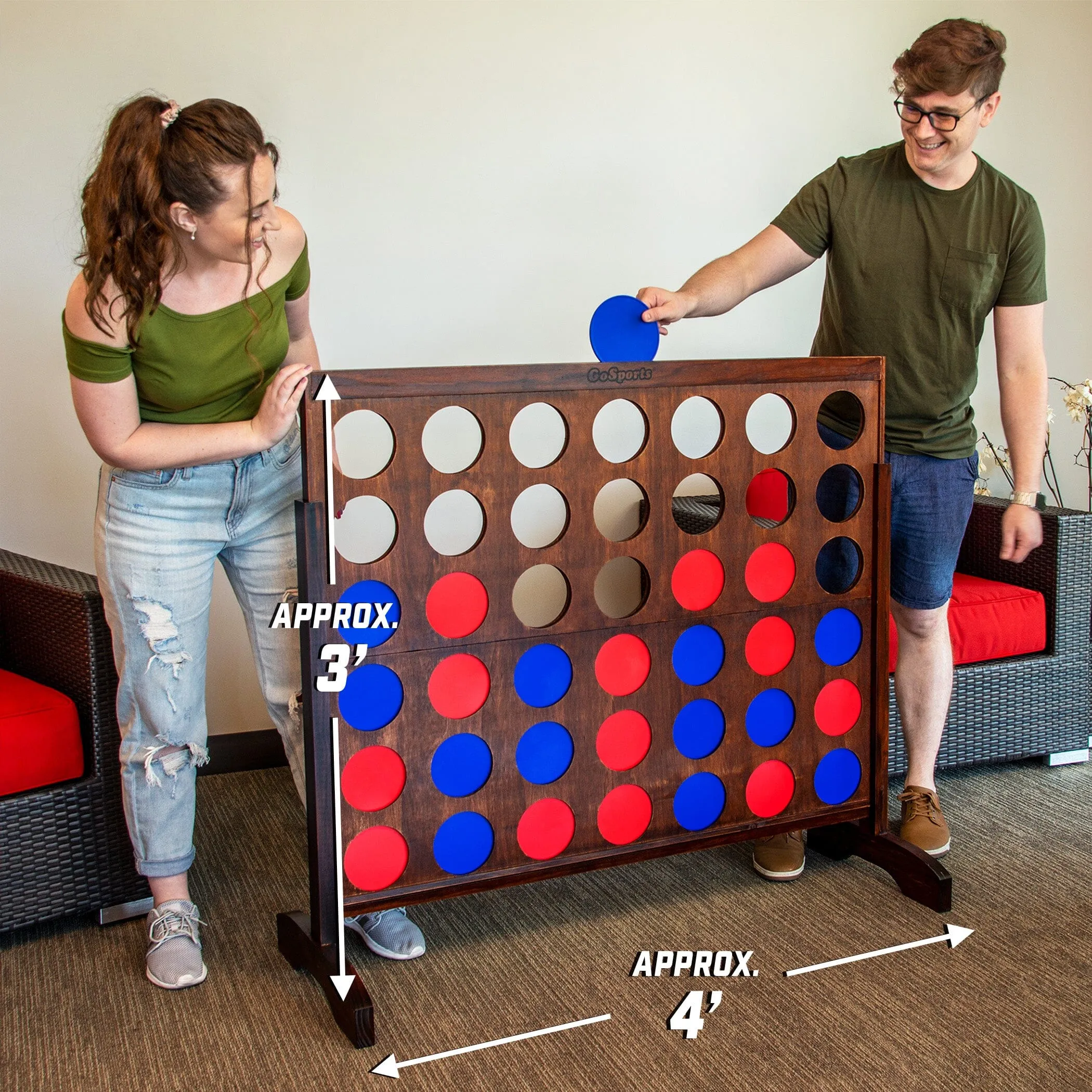 GoSports 4 ft Wide Portable 4-in-a-Row Game - Dark Wood