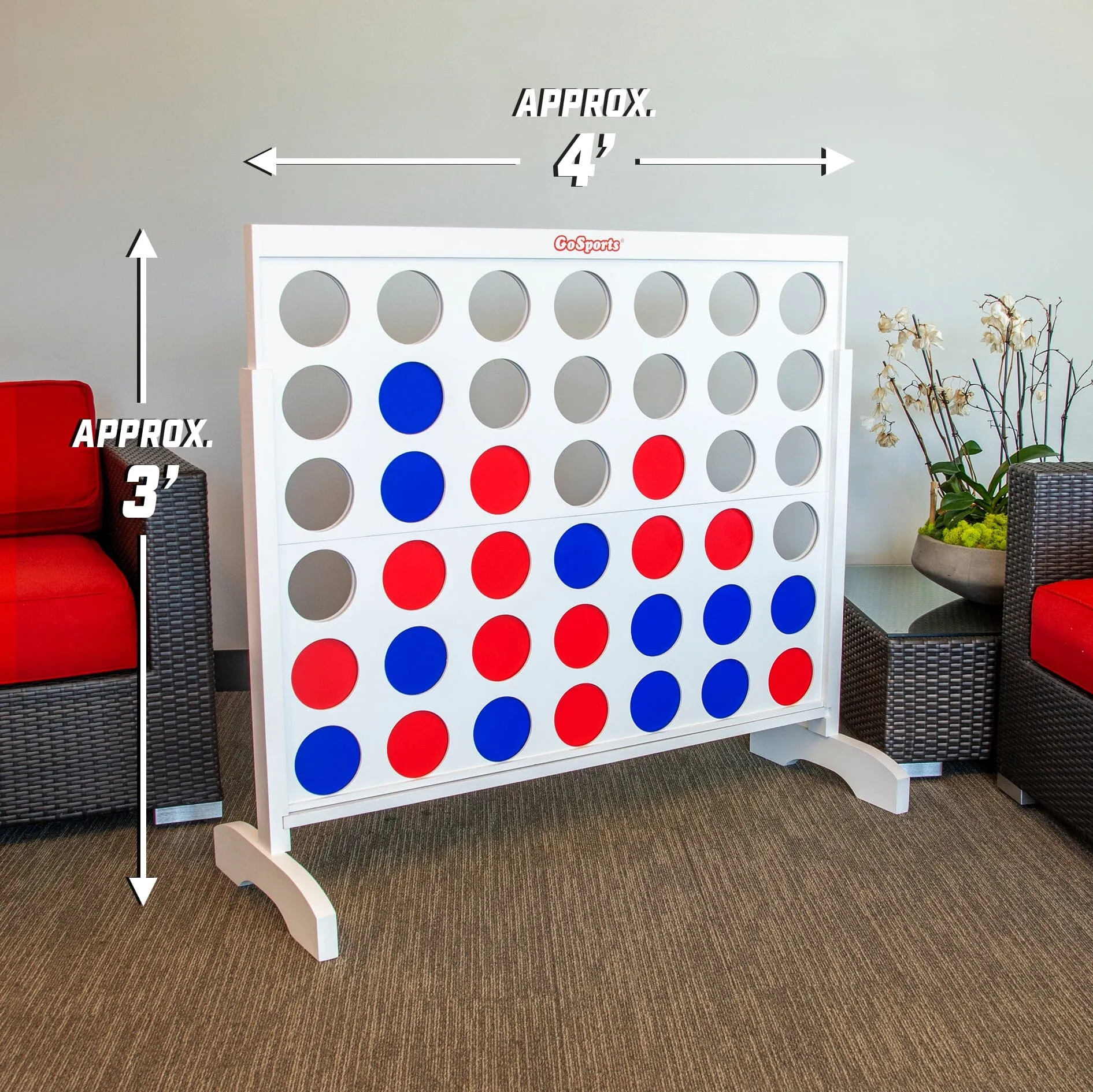GoSports 4 ft Wide Portable 4-in-a-Row Game - White
