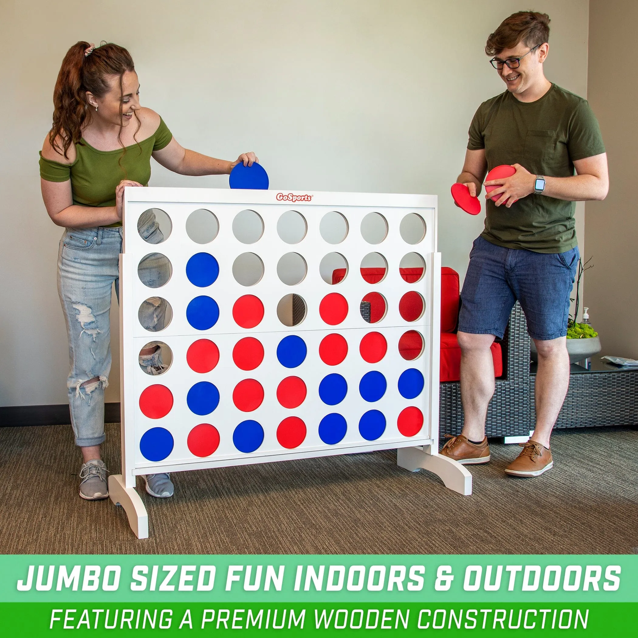GoSports 4 ft Wide Portable 4-in-a-Row Game - White