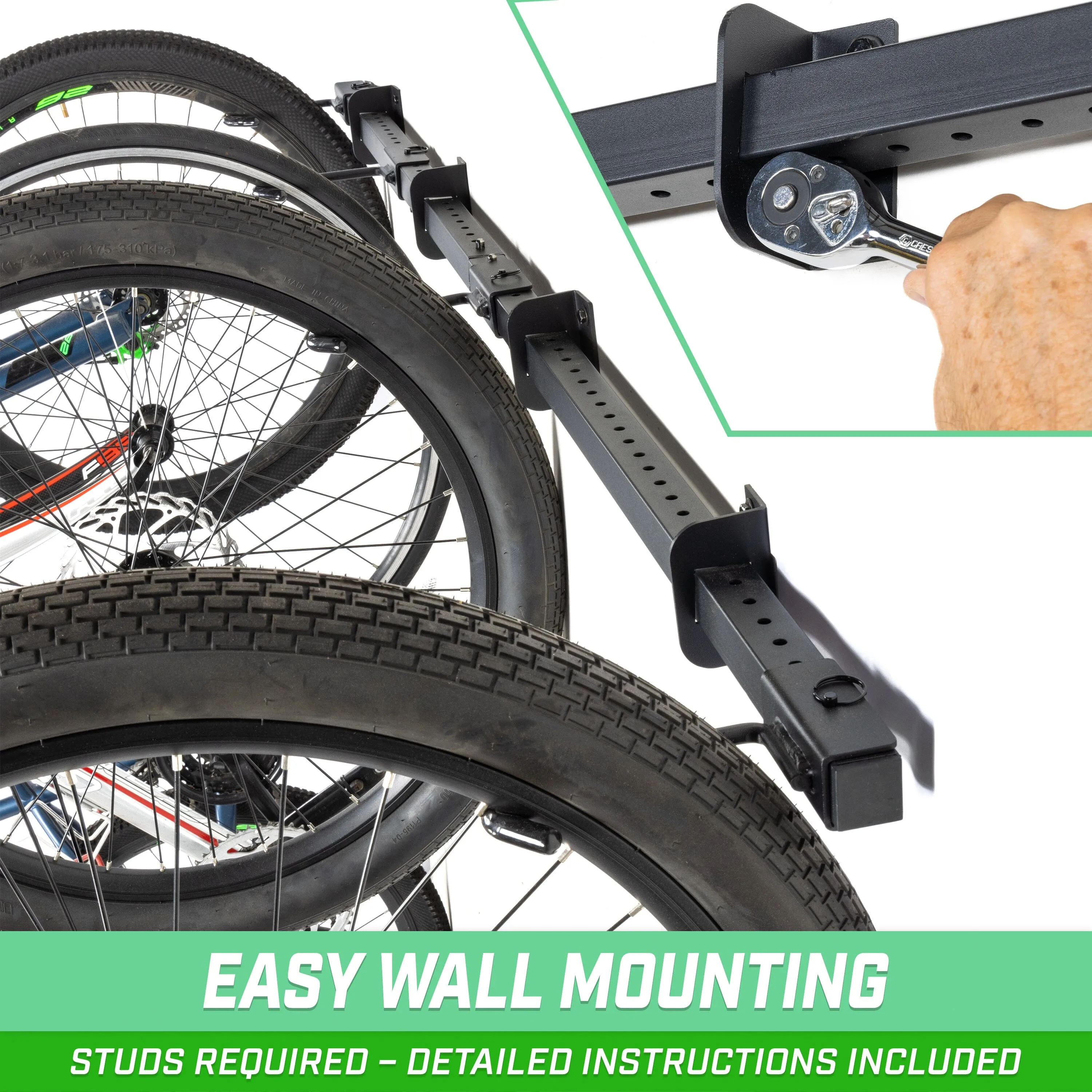 GoSports Wall Mounted Bike Rack for Garage