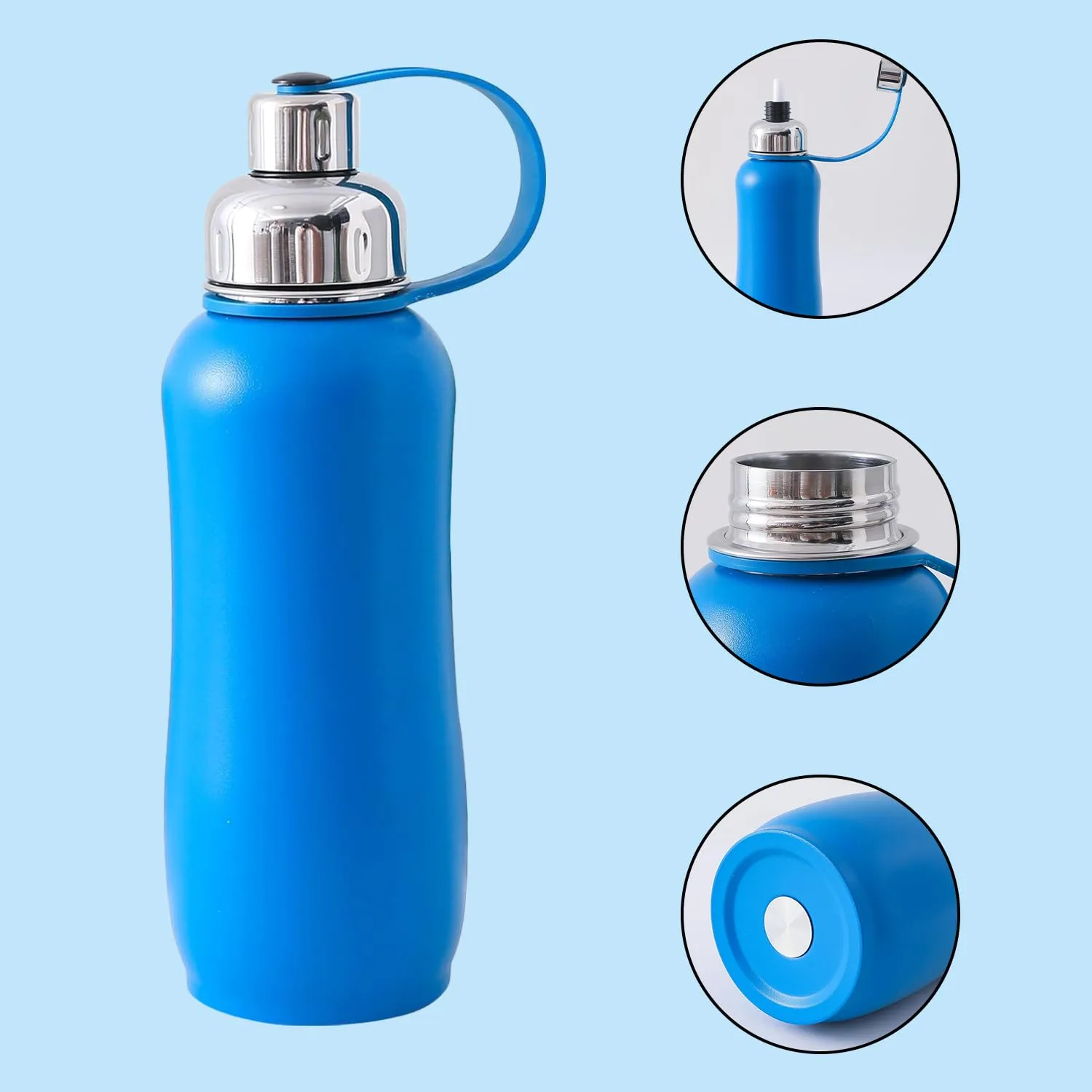 Homestic Vacuum Insulated Water Bottle| Stainless Steel Sipper Water Bottle | Hot & Cold Water Bottle | Leakproof, BPA Free, Rustproof | 750 ML | Blue