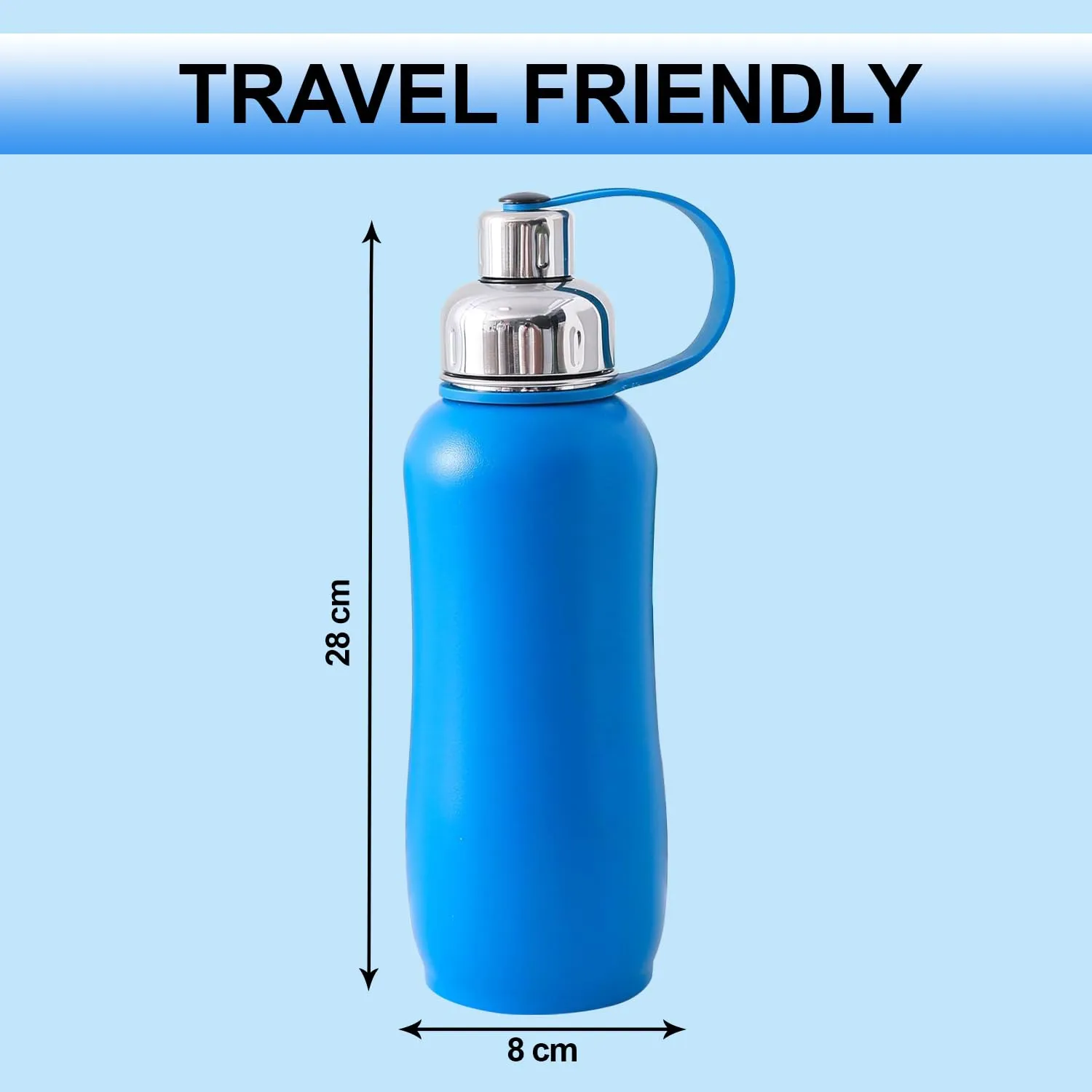 Homestic Vacuum Insulated Water Bottle| Stainless Steel Sipper Water Bottle | Hot & Cold Water Bottle | Leakproof, BPA Free, Rustproof | 750 ML | Blue