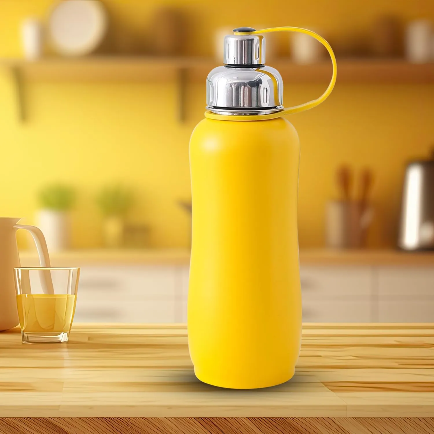 Homestic Vacuum Insulated Water Bottle| Stainless Steel Sipper Water Bottle | Hot & Cold Water Bottle | Leakproof, BPA Free, Rustproof | 750 ML | Yellow