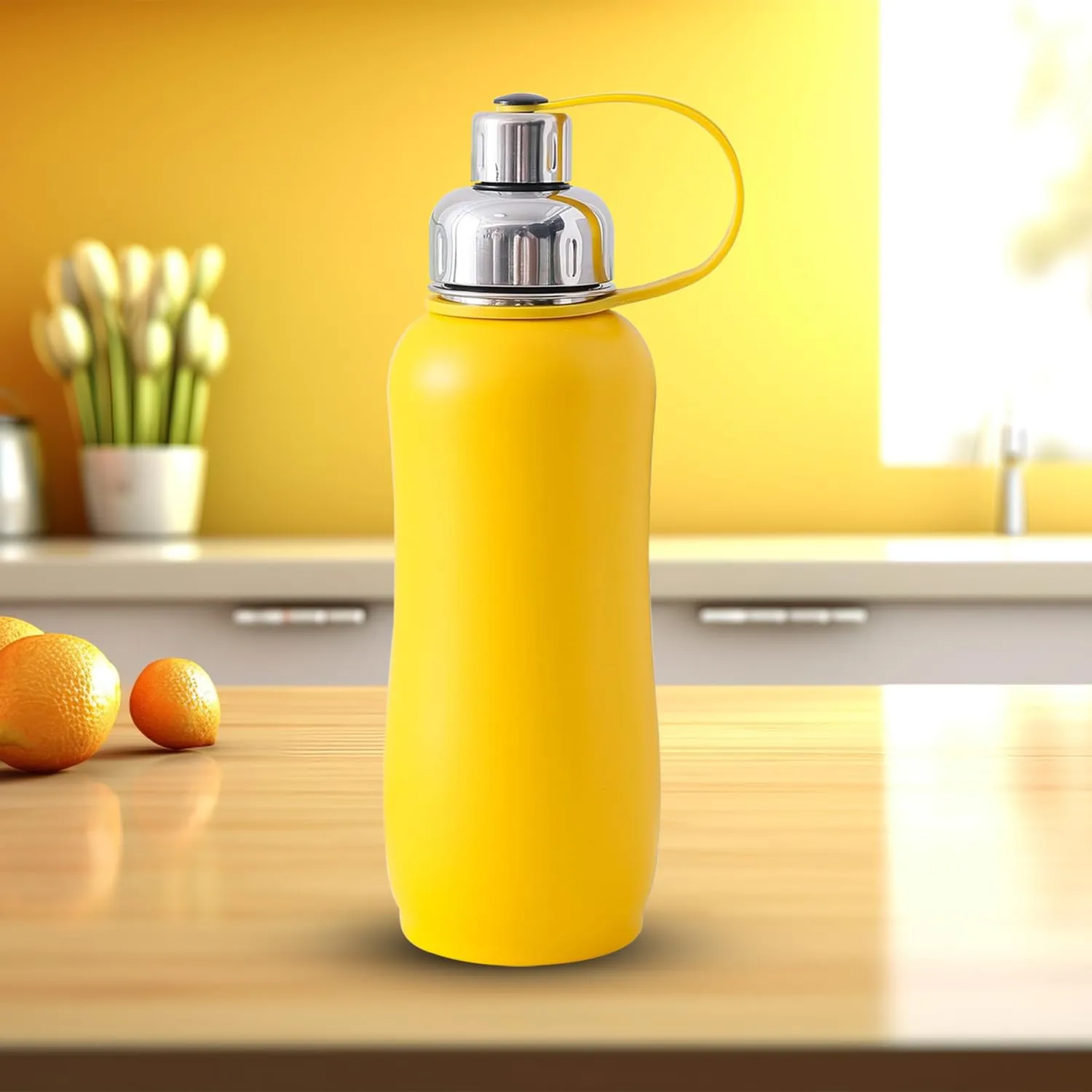 Homestic Vacuum Insulated Water Bottle| Stainless Steel Sipper Water Bottle | Hot & Cold Water Bottle | Leakproof, BPA Free, Rustproof | 750 ML | Yellow