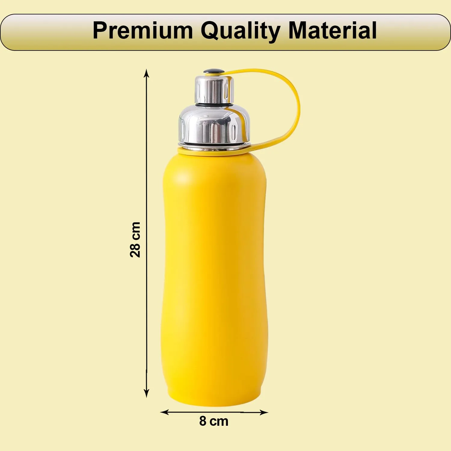Homestic Vacuum Insulated Water Bottle| Stainless Steel Sipper Water Bottle | Hot & Cold Water Bottle | Leakproof, BPA Free, Rustproof | 750 ML | Yellow