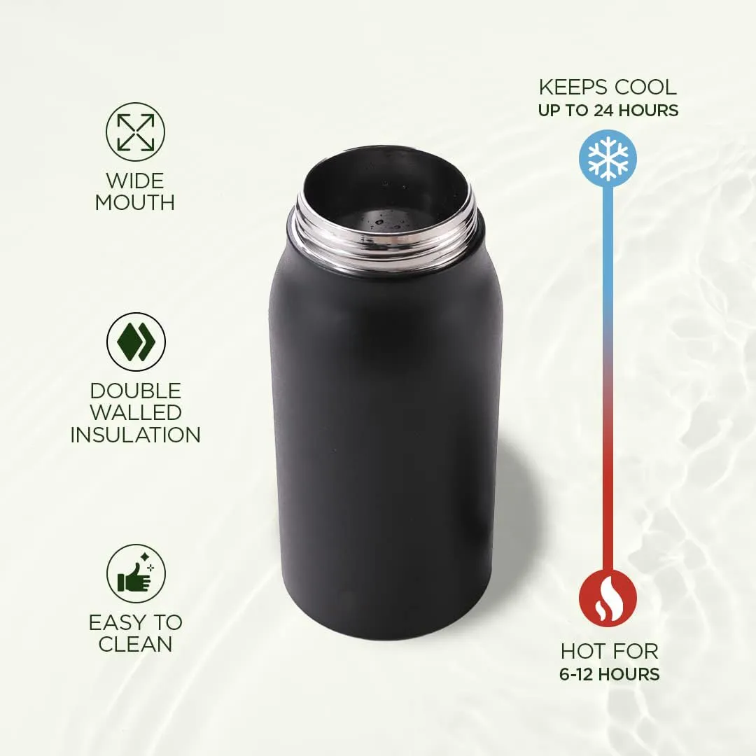Homestic Water Bottle | Vacuum Insulated Travel Bottle | Hot & Cold Water Bottle | Sipper Lid & Handle Water Bottle | 1000 ML | Pack of 2 | HH-22111A | Blue