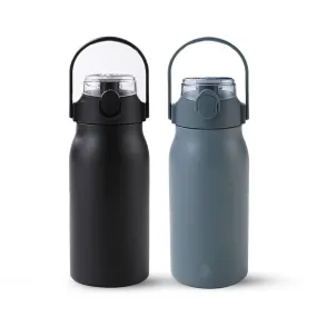 Homestic Water Bottle | Vacuum Insulated Travel Bottle | Hot & Cold Water Bottle | Sipper Lid & Handle Water Bottle | 1000 ML | Pack of 2 | HH-22111A | HH-22111B | Blue & Black