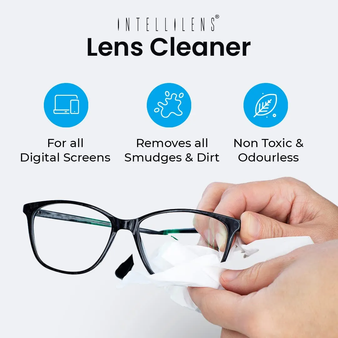 Intellilens Lens Cleaner For Spectacles (30ml) with Free Microfiber Cloth | Streak Free & Quick Drying Lens Solution (Pack of 2)