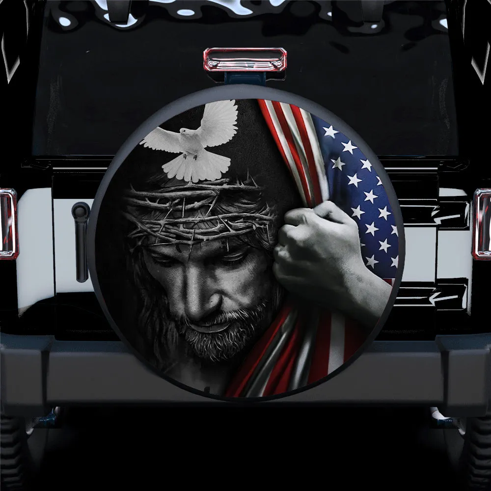 Jesus American Usa Flag Car Spare Tire Covers - Gift For Campers