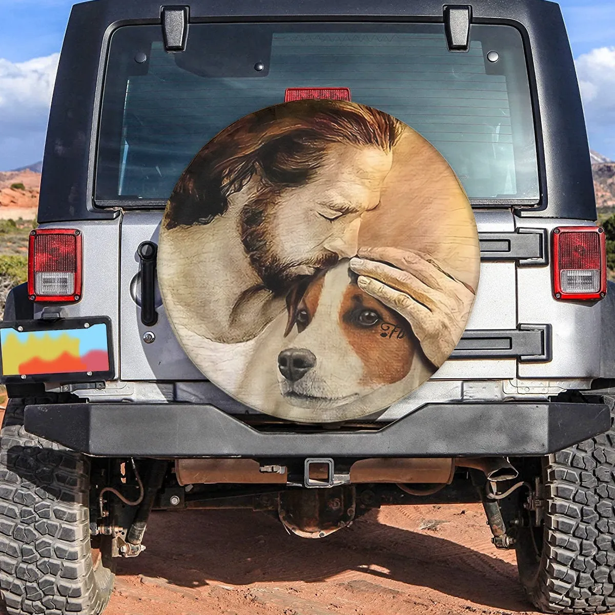 Jesus And Beagle Spare Tire Covers - Beagle Wheel Cover - Jesus Believer - Christian Gift