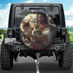 Jesus And Cats Spare Tire Cover - Christian Tire Cover Jesus And Cats Spare Tire Cover - Christian Tire Cover
