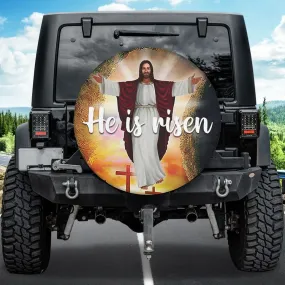 Jesus Christ Spare Tire Cover He Is Risen Tire Cover - Christian Tire Cover
