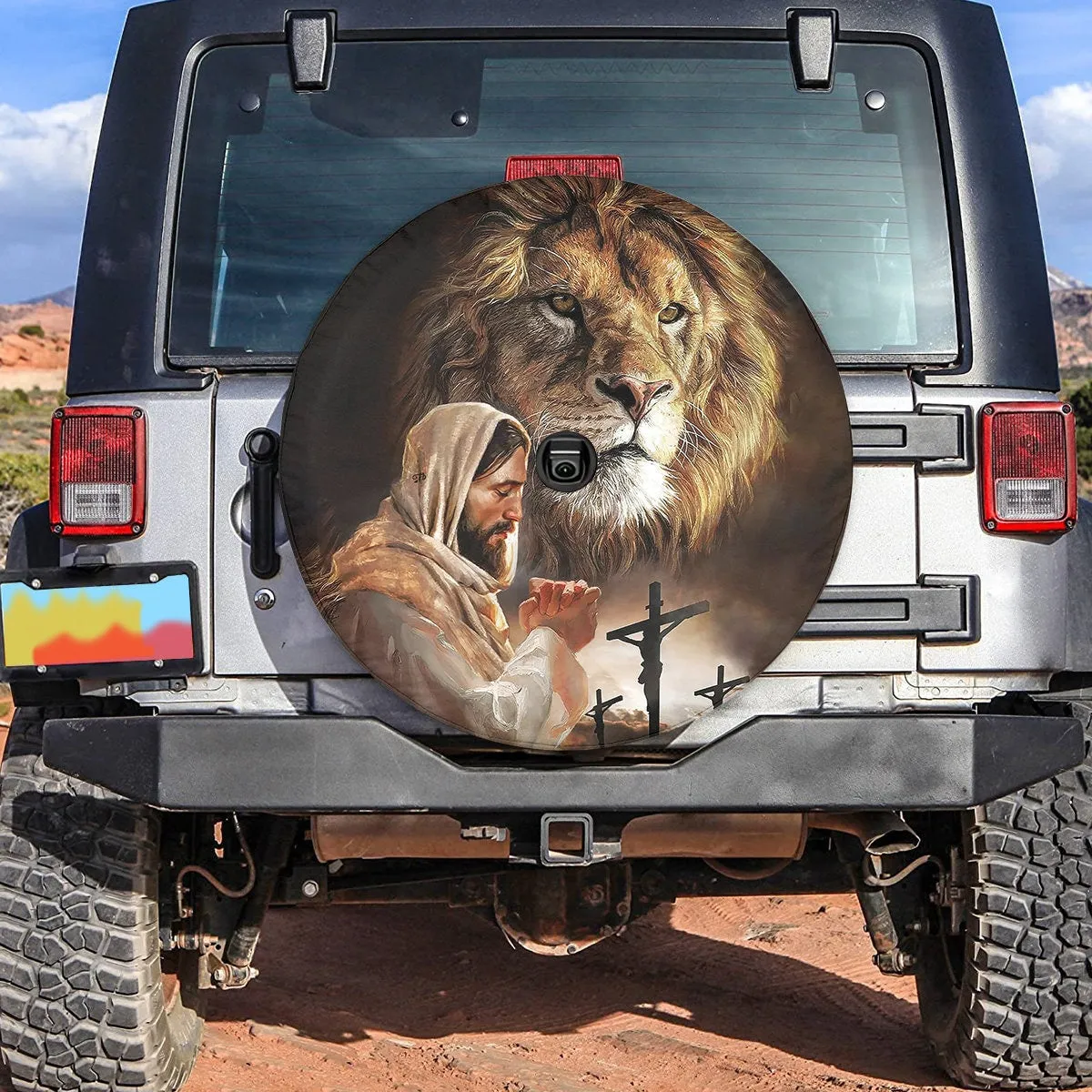 Jesus Christ Spare Tire Cover Jesus Lion Tire Cover - Christian Tire Cover