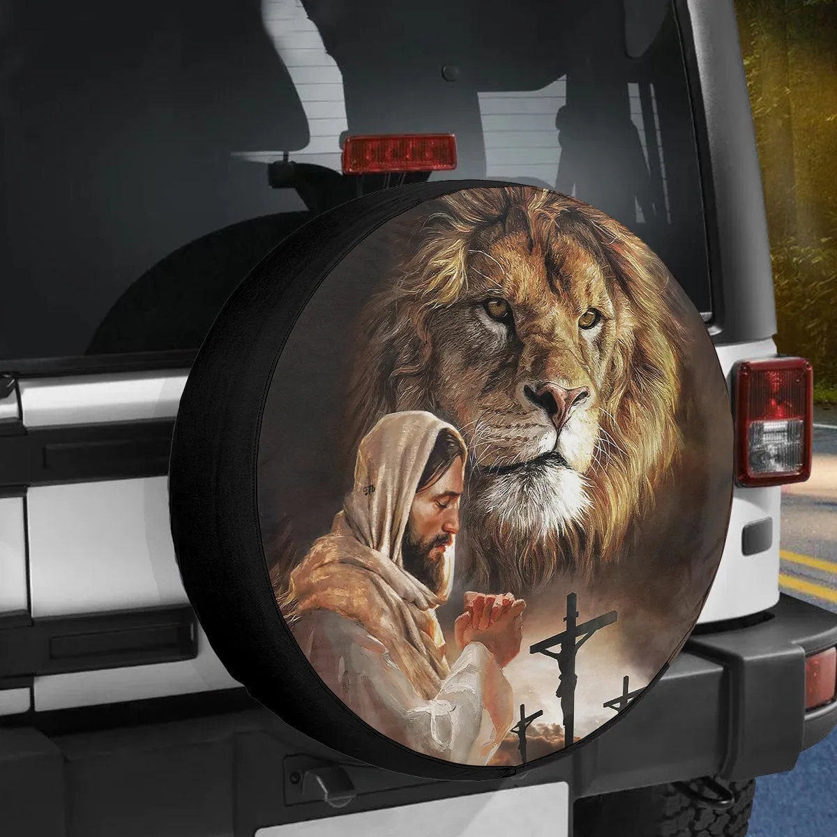 Jesus Christ Spare Tire Cover Jesus Lion Tire Cover - Christian Tire Cover