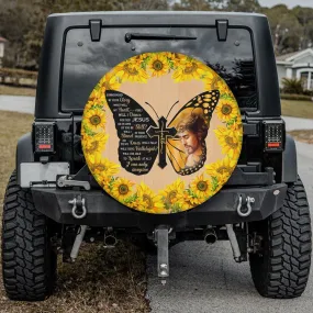 Jesus God Sunflower Tire Cover - Christ Cross Faith Tire Cover - Christian Tire Cover
