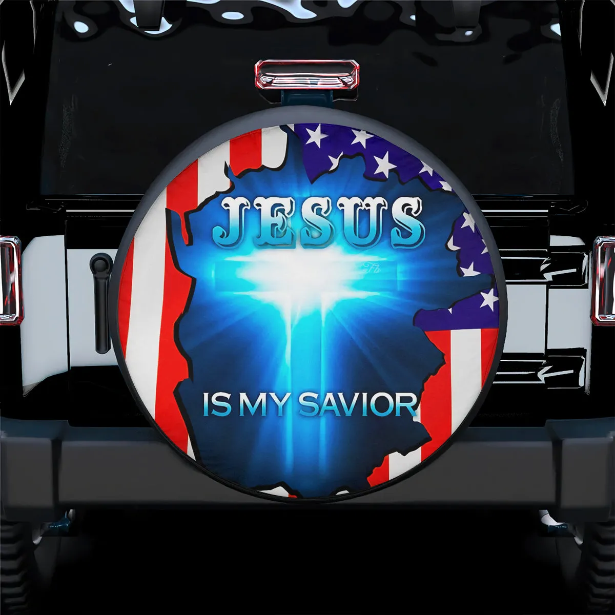 Jesus Is My Savior Spare Tire Cover - Crack Usa Flag Wheel Cover One Nation Under God Religious Gifts For God Believers