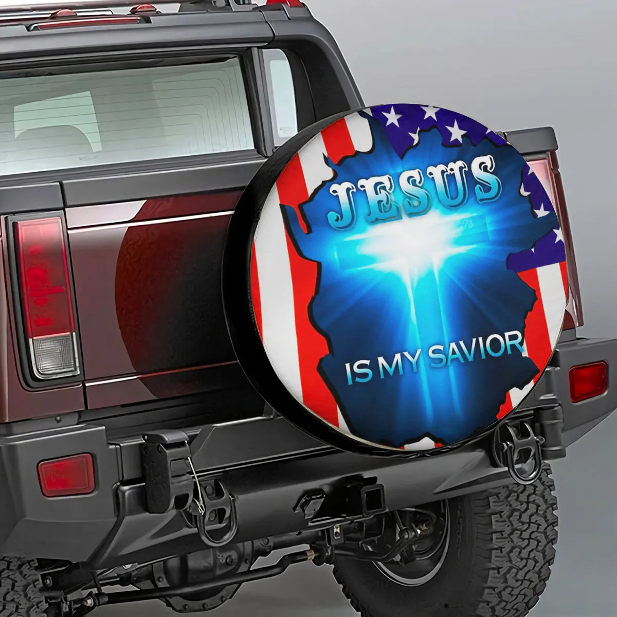 Jesus Is My Savior Spare Tire Cover - Crack Usa Flag Wheel Cover One Nation Under God Religious Gifts For God Believers