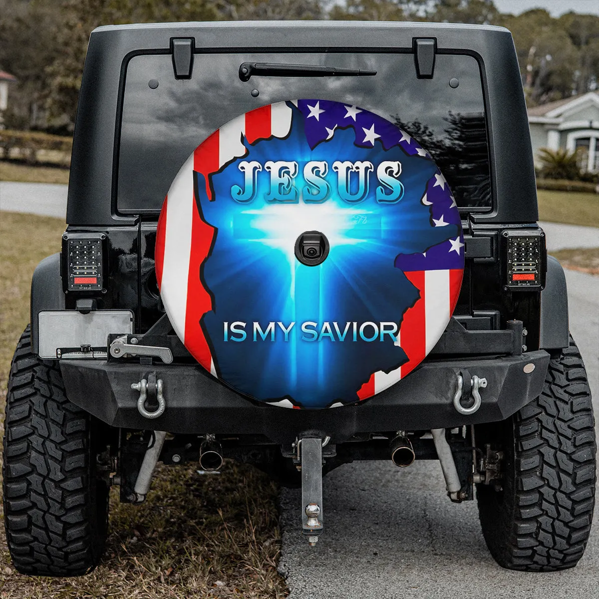 Jesus Is My Savior Spare Tire Cover - Crack Usa Flag Wheel Cover One Nation Under God Religious Gifts For God Believers