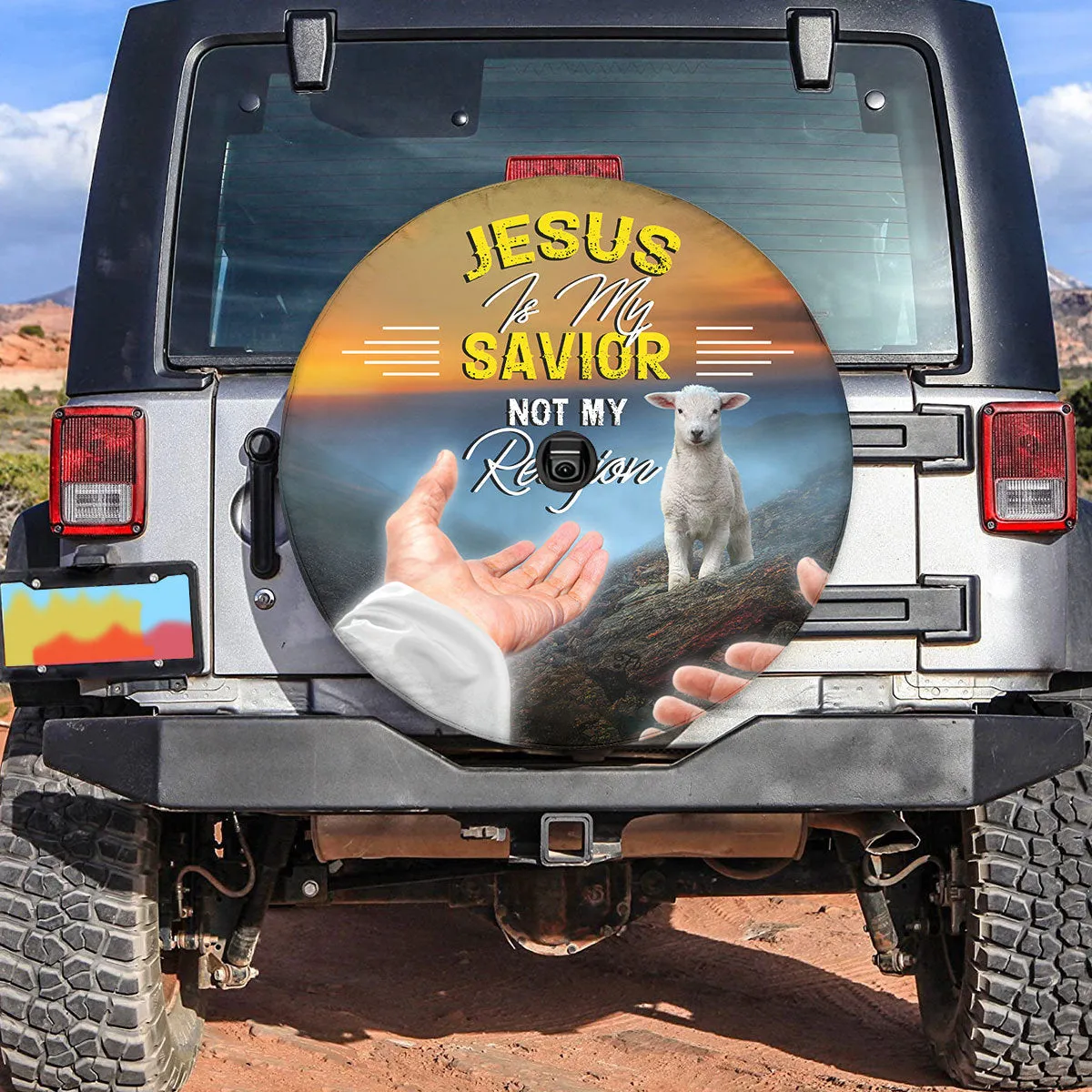 Jesus Is My Savior Spare Tire Cover - Jesus Lamb Tire Covers - Christian Tire Cover