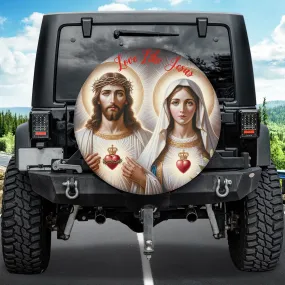 Jesus Mary Sacred Heart Spare Tire Cover - Christian Tire Cover