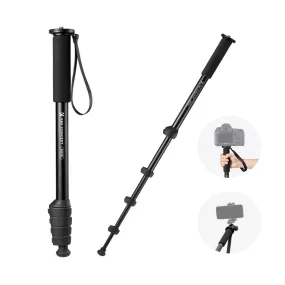 K&F Concept 63" / 160cm 5-Section Camera Monopod Stick with 10KG Maximum Load Capacity and 1/4" Attachment Thread for FUJIFILM Sony Canon Nikon Panasonic Lumix Olympus OM SYSTEM DJI Insta360 GoPro Mount Adapter | MS16
