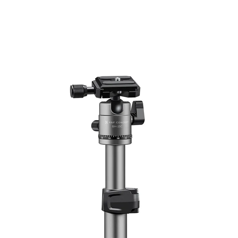 K&F Concept FA263A4 Compact 3-Section DSLR Tripod with BH-25C 360 Degree Panoramic CNC Ball Head with 8kg Load Capacity and 168cm Max Height for Travel and Vlogging | KF09-122