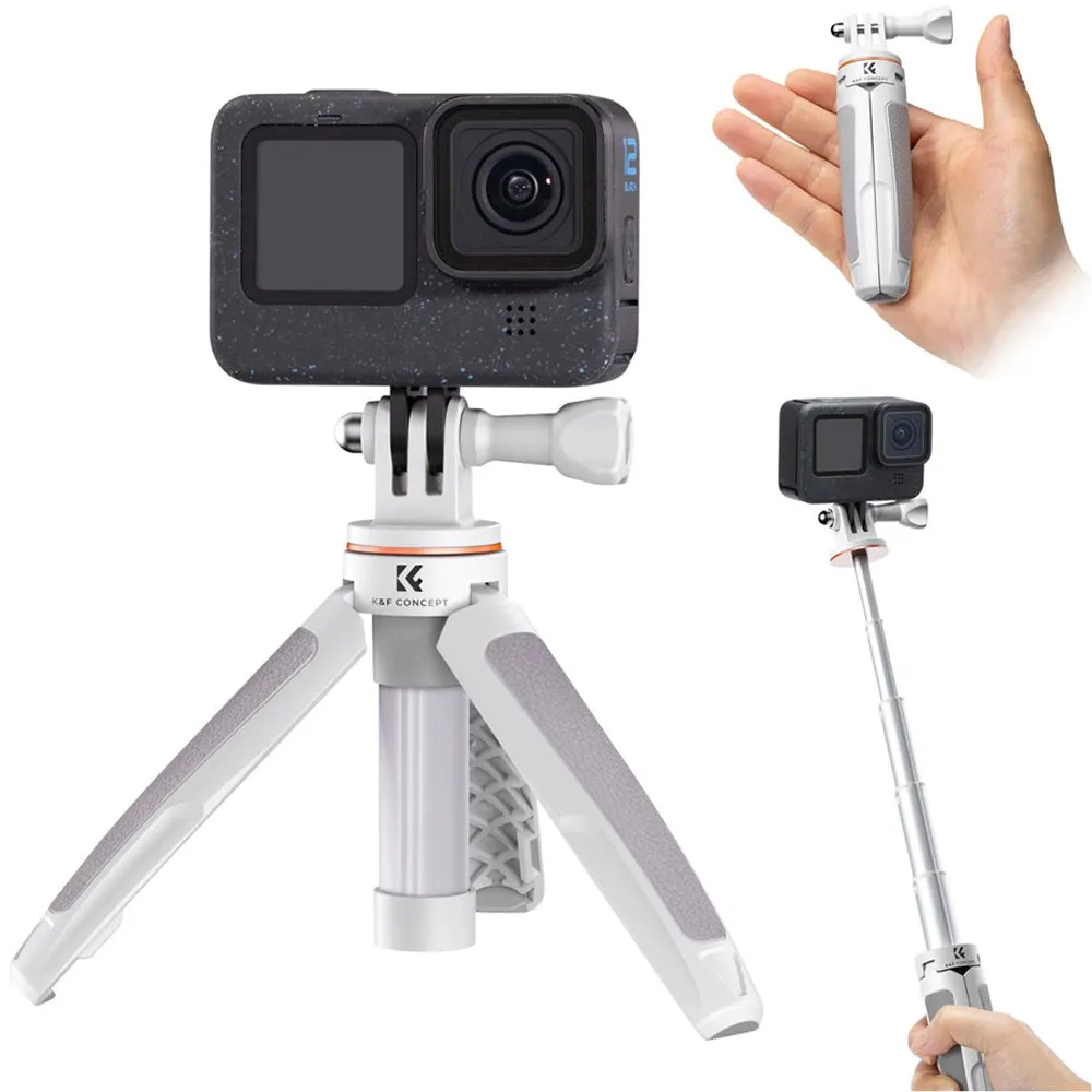 K&F Concept MS03 Compact Action Camera Mount Tripod and 33cm Retractable Selfie Stick for Insta360 DJI GoPro