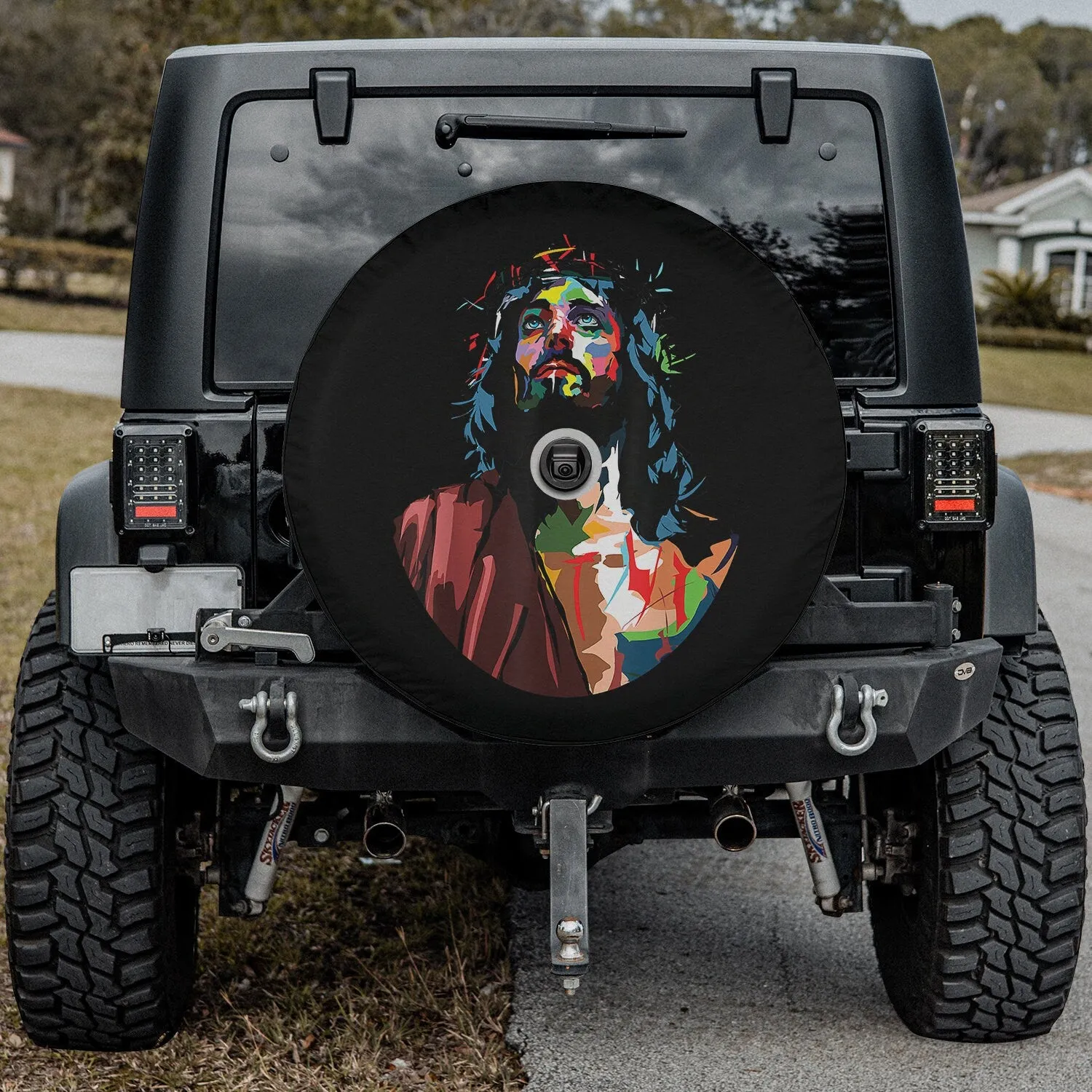 King Jesus Christ Sweet Face Image Spare Tire Cover - Religious Christian Spare Tire Cover
