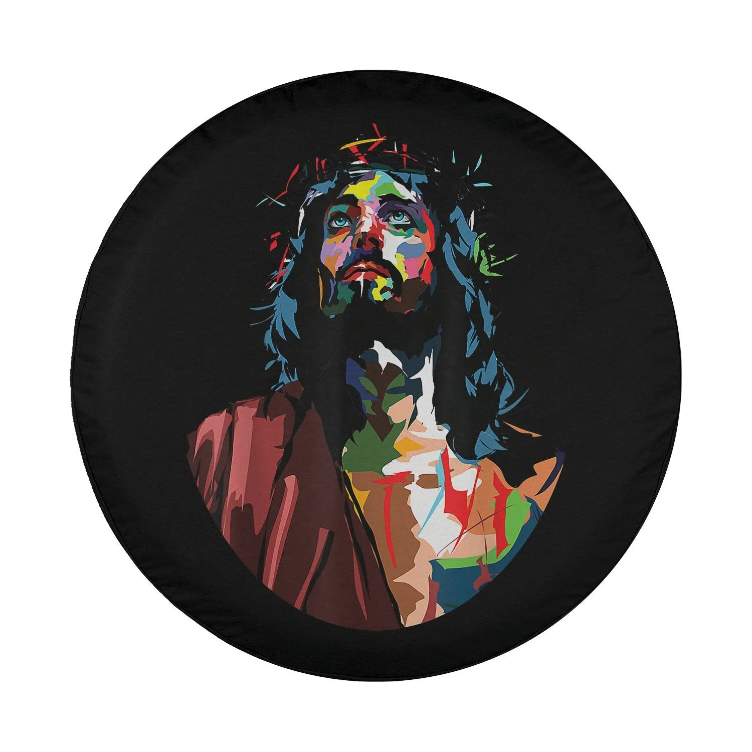King Jesus Christ Sweet Face Image Spare Tire Cover - Religious Christian Spare Tire Cover