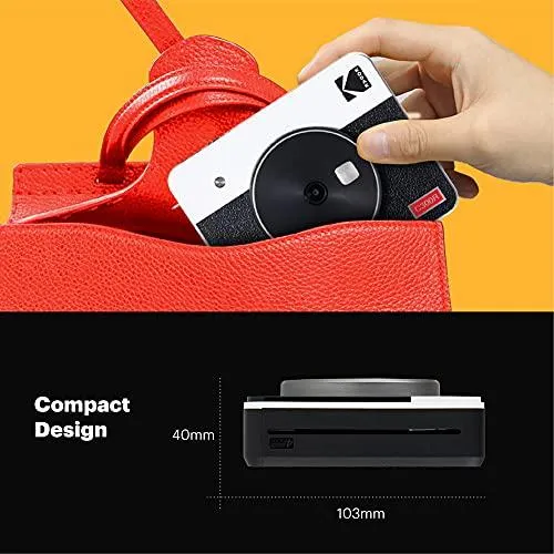 Kodak Mini Shot 3 Retro (60 Sheets) 3x3 2-in-1 Portable Wireless Instant Camera & Photo Printer, Compatible with iOS, Android & Bluetooth, Real Photo HD, 4PASS Technology & Laminated Finish – White