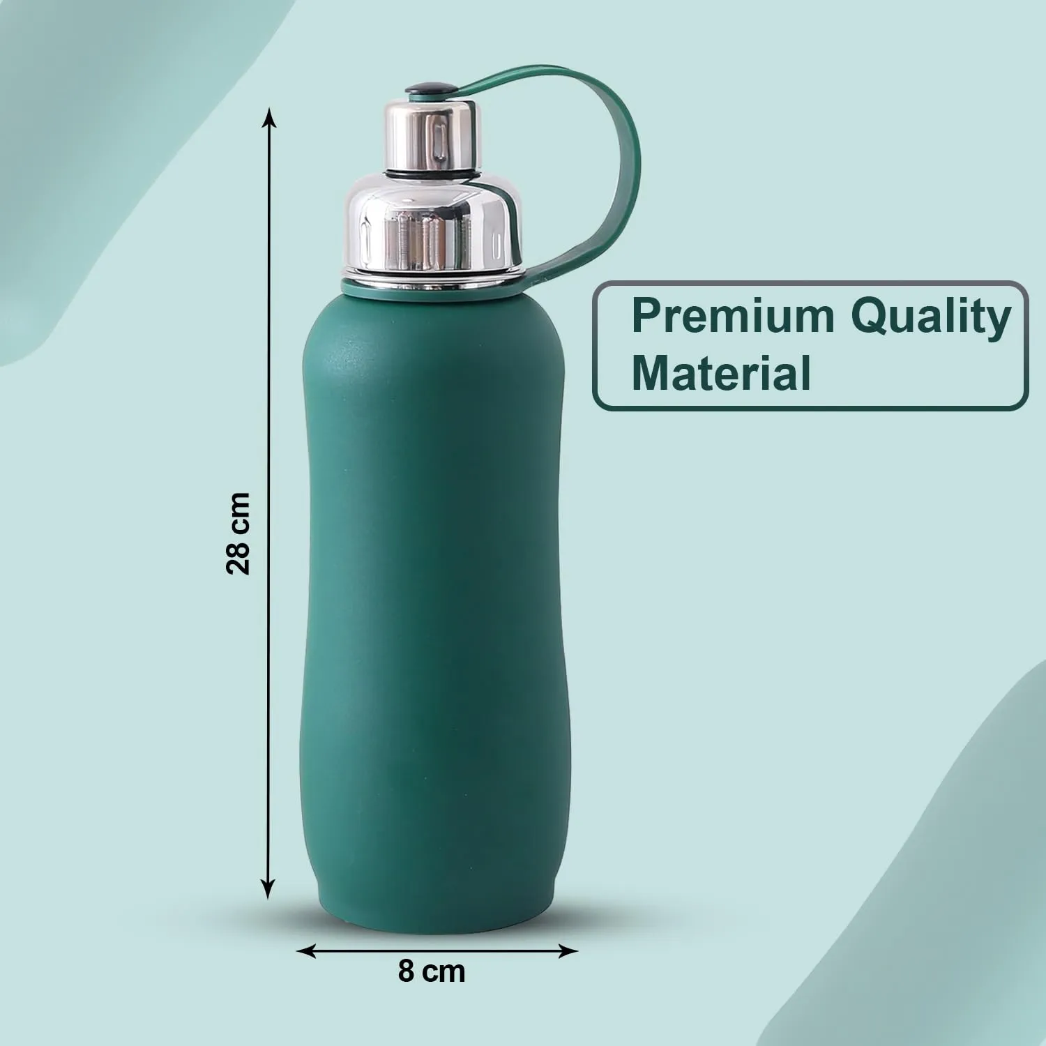 Kuber Industries Pack of 2 Vacuum Insulated Water Bottle| Stainless Steel Sipper Water Bottle | Hot & Cold Water Bottle | Leakproof, BPA Free, Rustproof | 750 ML | Green