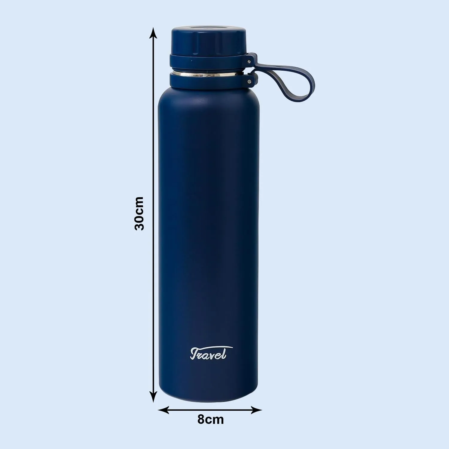 Kuber Industries Pack of 3 Vacuum Insulated Water Bottle | Stainless Steel Water Bottle | Hot & Cold Water Bottle | Leakproof, BPA Free, Rustproof | 1100 ML | Navy Blue